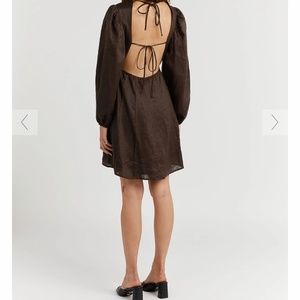 DISSH pua dark linen back out dress - NWT